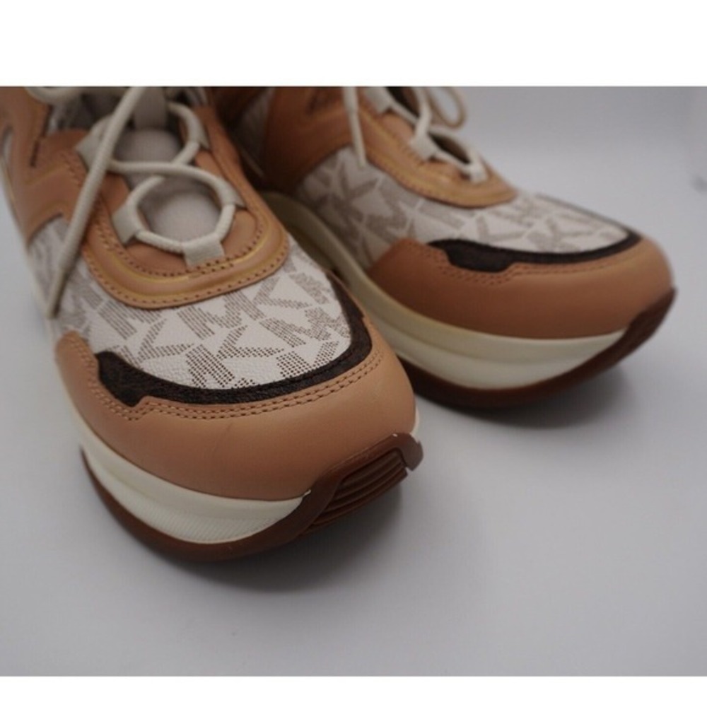Michael Kors Olympia Trainer Sneakers Vanilla‎ Tan MK Logo 11M Retro Chic 37-01 - Picture 7 of 15